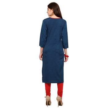 navy-blue Venika Creations Americian Crepe Digital Print Kurta 2