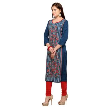 navy-blue Venika Creations Americian Crepe Digital Print Kurta 3