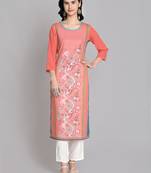 peach Venika Creations Americian Crepe Digital Print Kurta