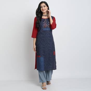 red Venika Creations Americian Crepe Digital Print Kurta 1