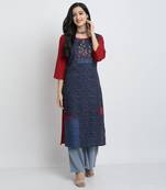 red Venika Creations Americian Crepe Digital Print Kurta