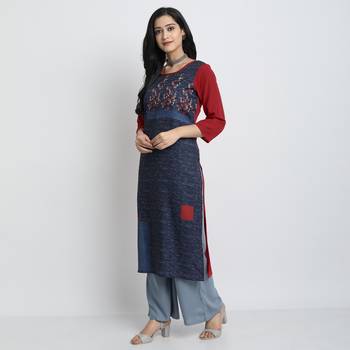 red Venika Creations Americian Crepe Digital Print Kurta 3