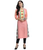 peach Venika Creations Americian Crepe Digital Print Kurta