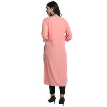 peach Venika Creations Americian Crepe Digital Print Kurta 2