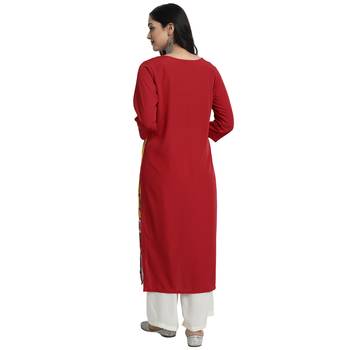 red Venika Creations Americian Crepe Digital Print Kurta 2