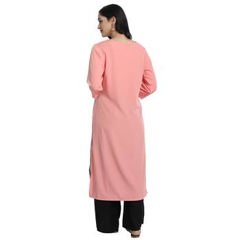 peach Venika Creations Americian Crepe Digital Print Kurta 2