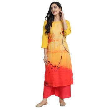 yellow Venika Creations Americian Crepe Digital Print Kurta 1
