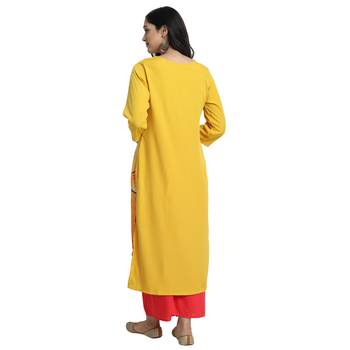 yellow Venika Creations Americian Crepe Digital Print Kurta 2
