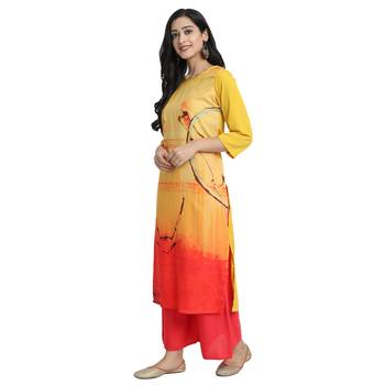 yellow Venika Creations Americian Crepe Digital Print Kurta 3