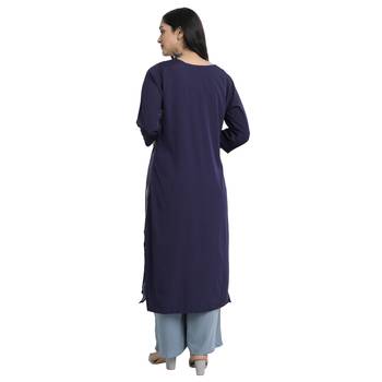 navy-blue Venika Creations Americian Crepe Digital Print Kurta 2
