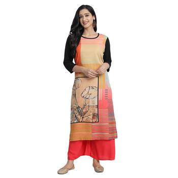 black Venika Creations Americian Crepe Digital Print Kurta 1