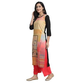black Venika Creations Americian Crepe Digital Print Kurta 3