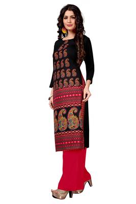 peach Venika Creations Americian Crepe Digital Print Kurta 3