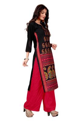 peach Venika Creations Americian Crepe Digital Print Kurta 4