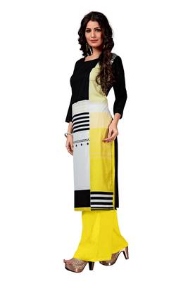 black Venika Creations Americian Crepe Digital Print Kurta 1