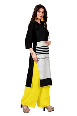 black Venika Creations Americian Crepe Digital Print Kurta 3