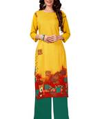 yellow Venika Creations Americian Crepe Digital Print Kurta