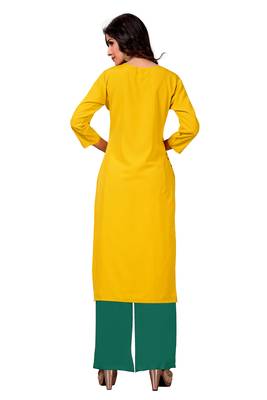 yellow Venika Creations Americian Crepe Digital Print Kurta 2