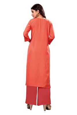orange Venika Creations Americian Crepe Digital Print Kurta 2