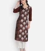 maroon Venika Creations Americian Crepe Digital Print Kurta
