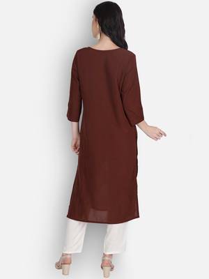 maroon Venika Creations Americian Crepe Digital Print Kurta 2