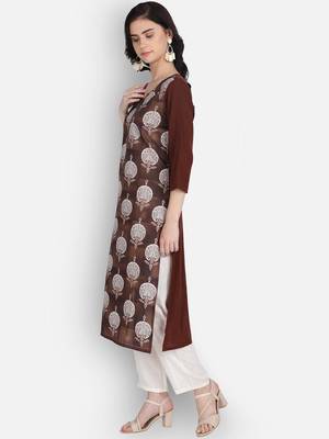 maroon Venika Creations Americian Crepe Digital Print Kurta 4