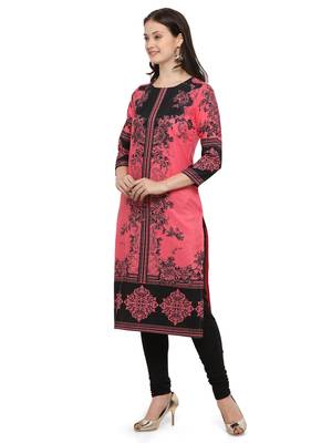 pink Venika Creations Americian Crepe Digital Print Kurta 1