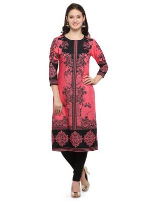 pink Venika Creations Americian Crepe Digital Print Kurta 2