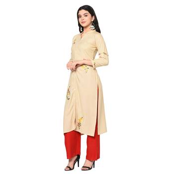  Wedani Cream Embroidery Stright Rayon Kurti 3