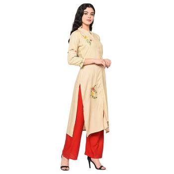  Wedani Cream Embroidery Stright Rayon Kurti 4