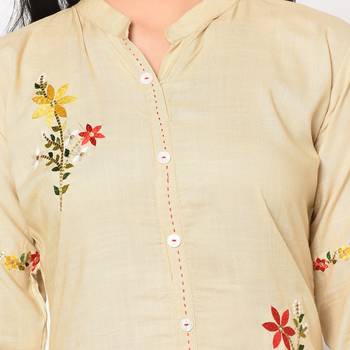  Wedani Cream Embroidery Stright Rayon Kurti 5