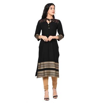 Wedani Black Rayon Stright kurti 1