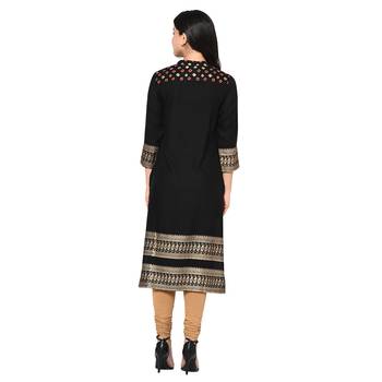Wedani Black Rayon Stright kurti 2