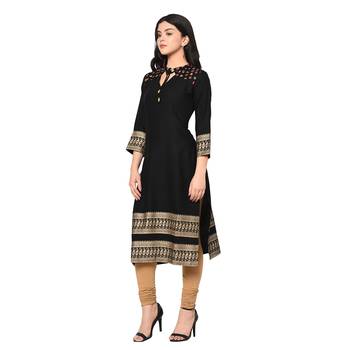 Wedani Black Rayon Stright kurti 3