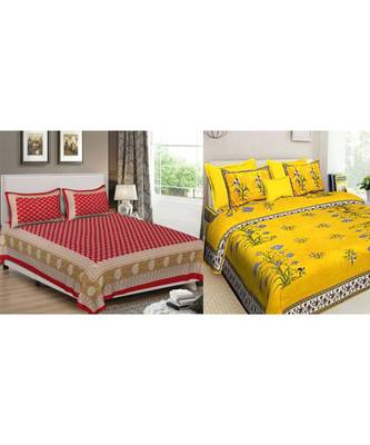 ridan cotton combo of bed sheet with pillow cover 1