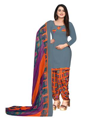 grey synthetic unstitched dress materials 2