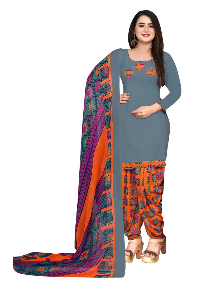 grey synthetic unstitched dress materials