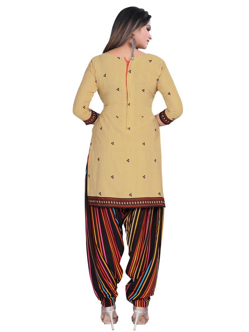 beige synthetic unstitched dress materials