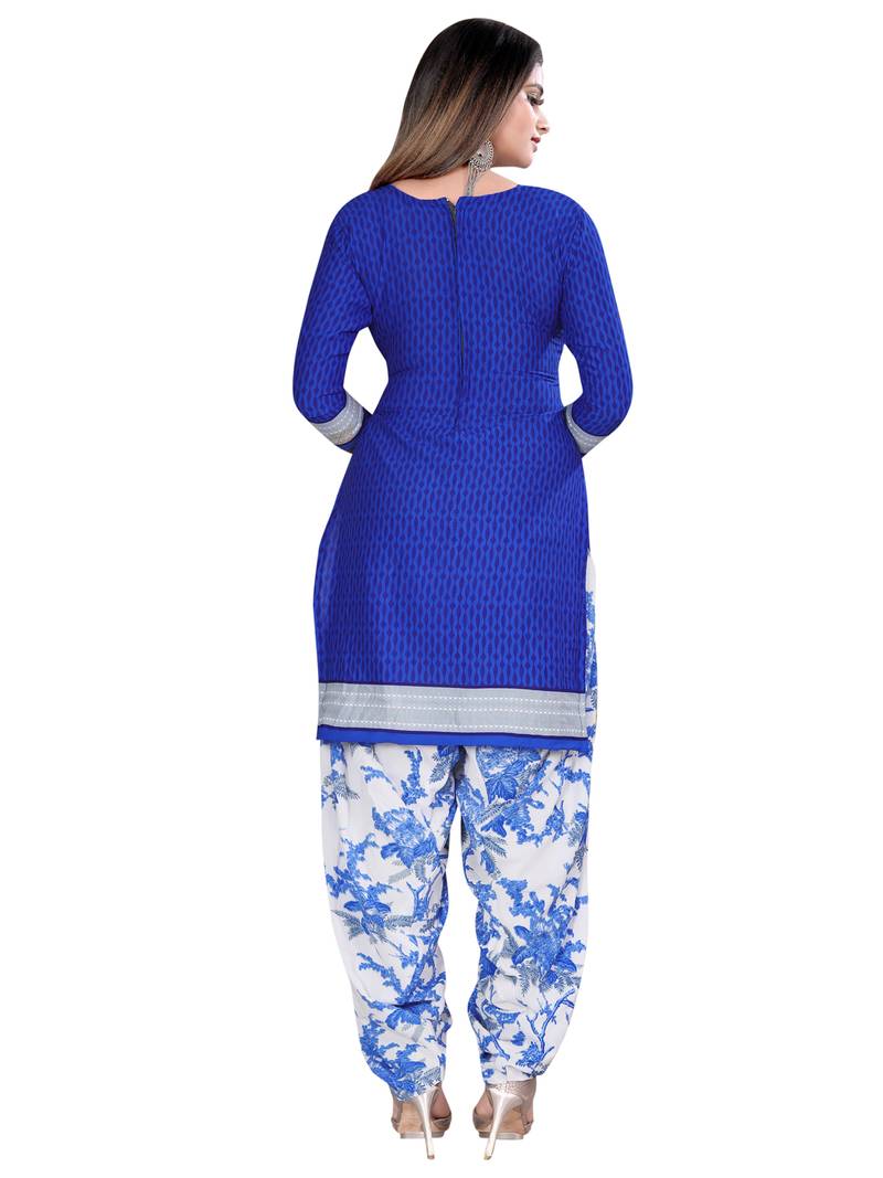 blue synthetic unstitched  dress materials