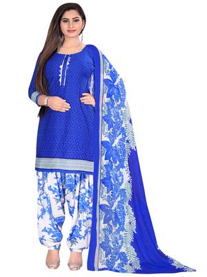 blue synthetic unstitched  dress materials 4