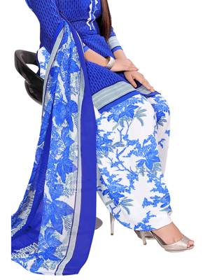 blue synthetic unstitched  dress materials 5