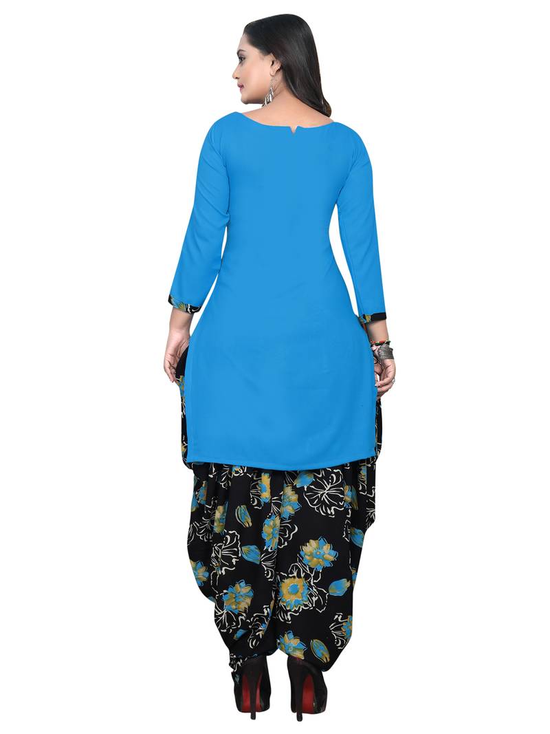 blue synthetic unstitched dress materials