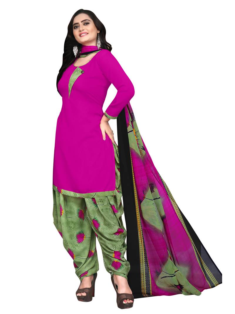 pink unstitched synthetic dress material