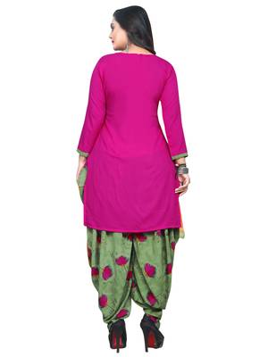 pink unstitched synthetic dress material 3