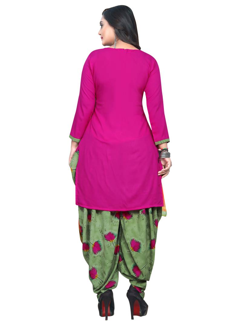 pink unstitched synthetic dress material