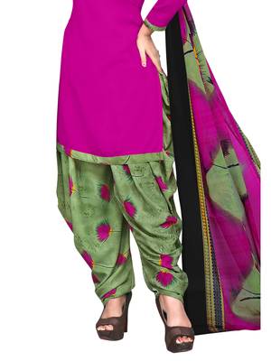 pink unstitched synthetic dress material 4