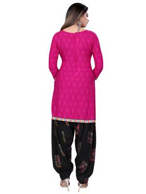 pink unstitched synthetic dress material 3