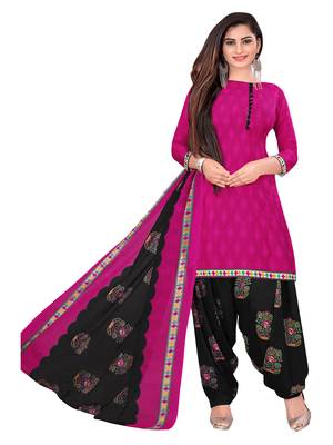 pink unstitched synthetic dress material 4