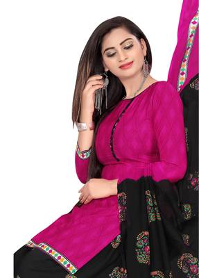 pink unstitched synthetic dress material 6