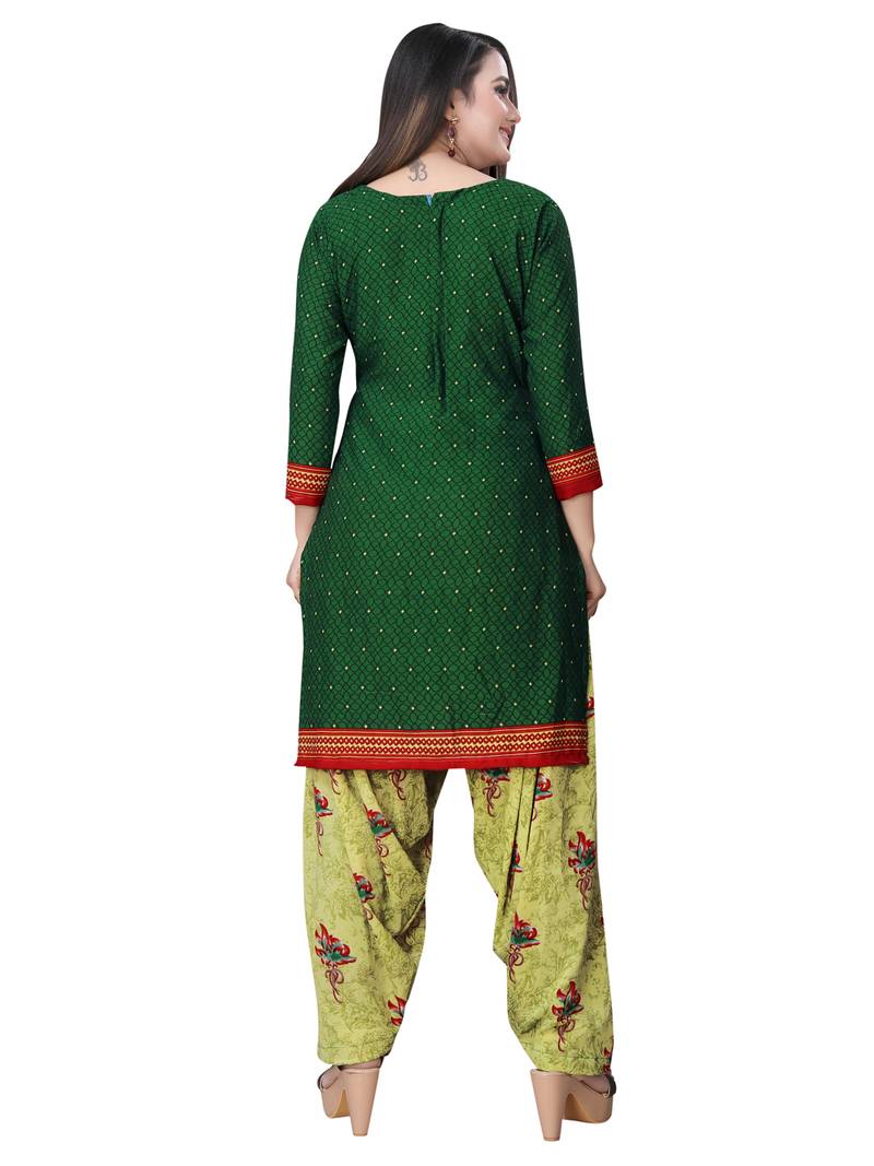 green unstitched synthetic dress material